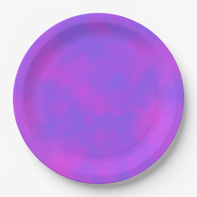 Assiettes En Carton Elégant effet nuage tempête bleu rose (Devant)
