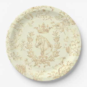 Assiettes En Carton Élégant, élégant, crème Beige Equestre, Toile