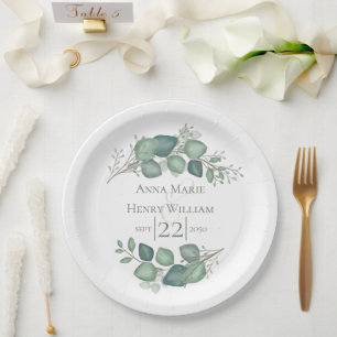Assiettes En Carton Elégant Eucalyptus Feuilles de feuillage