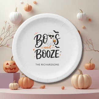 Assiettes En Carton Élégant Fantôme Boos et Boissons Halloween
