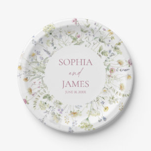 Assiettes En Carton Élégant Fleur de Fleur Sauvage Fleurs Mariage