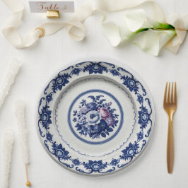 Assiettes En Carton Élégant fleur sauvage bleu Mariage en céramique fl