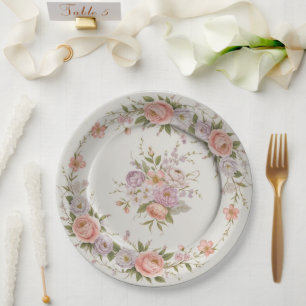 Assiettes En Carton Élégant fleur sauvage Floral Pattern mariage d'été