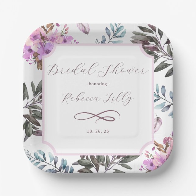Assiettes En Carton Élégant floral  (Recto)