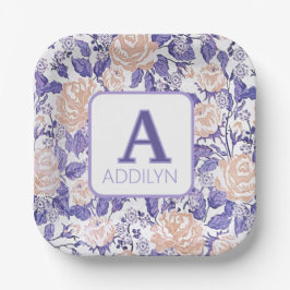 Assiettes En Carton Elégant Floral Baby Girl Douche