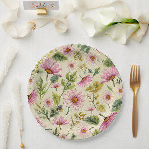 Assiettes En Carton Élégant floral de printemps 