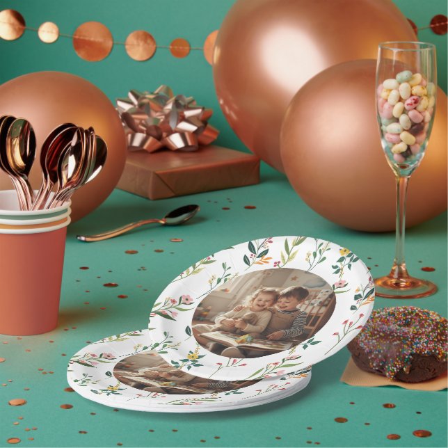 Assiettes En Carton  Elegant Floral Design Party Paper Plate (Multi)
