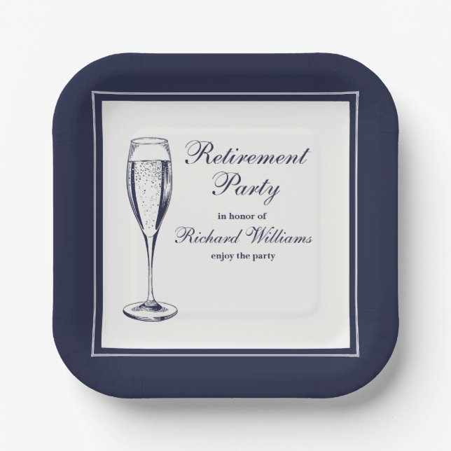 Assiettes En Carton Élégant Formal Dark Bleu White Retraite (Recto)