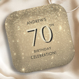 Assiettes En Carton Elégant Gold 70e anniversaire