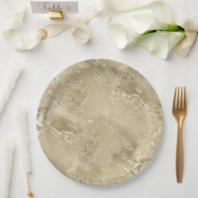 Assiettes En Carton Élégant Gold Metallic Motif Holiday (Mariage)
