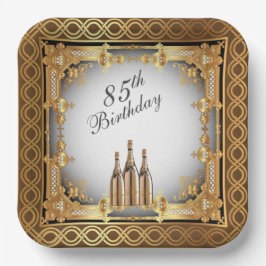 Assiettes En Carton Elégant Gold Rim 85e fête d'anniversaire
