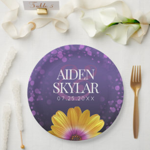 Assiettes En Carton Elegant Golden Daisy