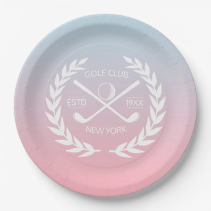 Assiettes En Carton Elégant Golf Club Gold Wreath personnalisé