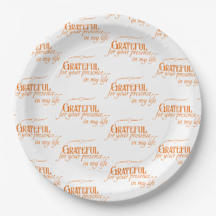 Assiettes En Carton Élégant Grateful Thanksgiving Typographie d'automn