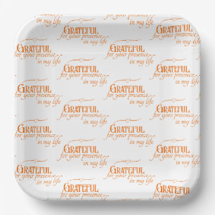 Assiettes En Carton Élégant Grateful Thanksgiving Typographie d'automn