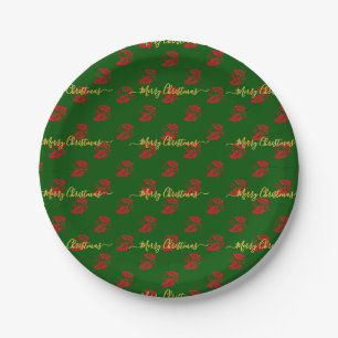 Assiettes En Carton Élégant Green Custom Christmas Holly