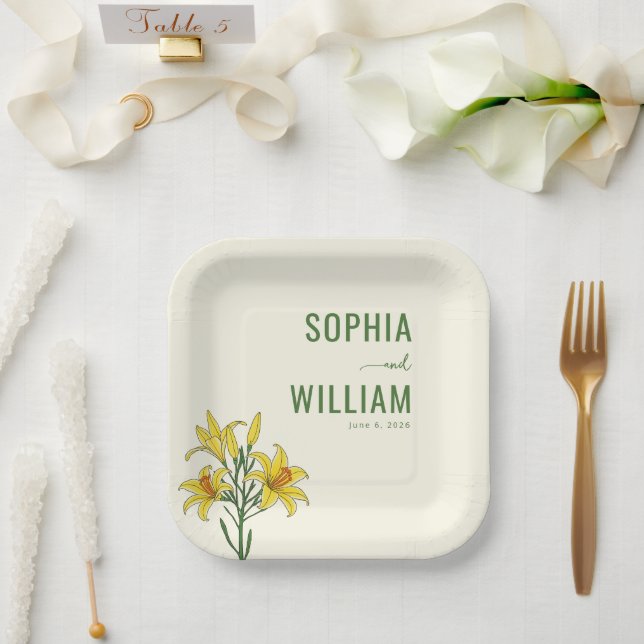 Assiettes En Carton Elegant Green Floral (Mariage)