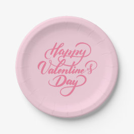 Assiettes En Carton Élégant Heureuse Sainte-Valentin rose doux