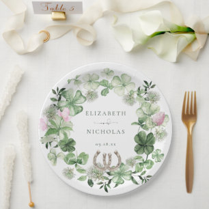 Assiettes En Carton Élégant Horseshoe Mariage botanique