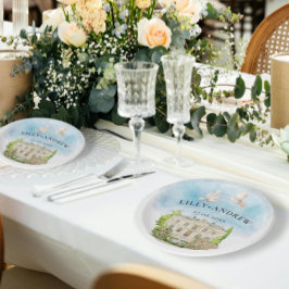 Assiettes En Carton Élégant lieu | Fountain doves Mariage Luxe