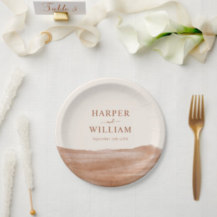 Assiettes En Carton Elégant Mariage Boho en terre cuite