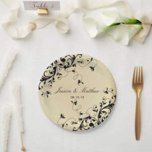 Assiettes En Carton Élégant Mariage d'antiquités