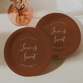 Assiettes En Carton Élégant Mariage de calligraphie minimaliste en ter