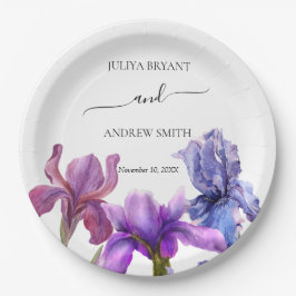 Assiettes En Carton Élégant mariage de fleur Iris