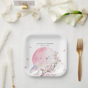 Assiettes En Carton Élégant Mariage de fleurs de cerisier