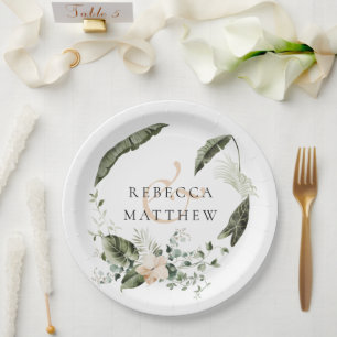 Assiettes En Carton Élégant Mariage de verdure fleurie