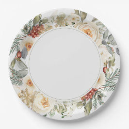 Assiettes En Carton Élégant Mariage floral d'hiver