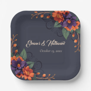 Assiettes En Carton Élégant mariage gothique floral chic