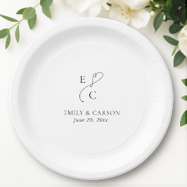 Assiettes En Carton Élégant mariage Monogramme Logo Initiales Plaque e