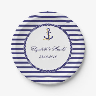 Assiettes En Carton Élégant Mariage nautique