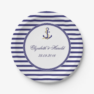 Assiettes En Carton Élégant Mariage nautique