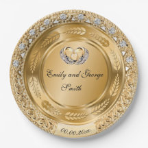Élégant Mariage Or Plaque papier personnalisée