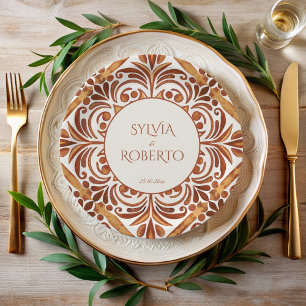 Assiettes En Carton Élégant mariage Talavera mexicain en terre cuite