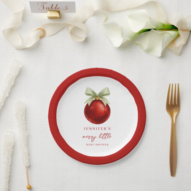 Assiettes En Carton Elegant Merry Little Christmas Baby Shower (Mariage)