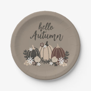 Assiettes En Carton Elégant Mignonne Rétro Automne Noir Citrouille-Fle