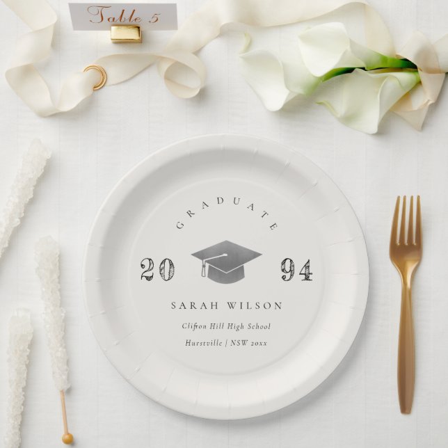 Assiettes En Carton Élégant Minimal Graduation simple Silver Foil (Mariage)