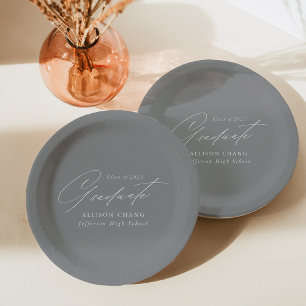 Assiettes En Carton Élégant minimaliste gris Graduation