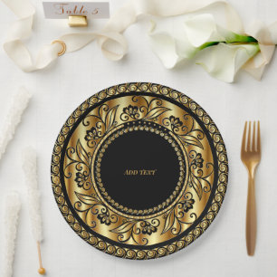 Assiettes En Carton Élégant MODÈLE noir et or