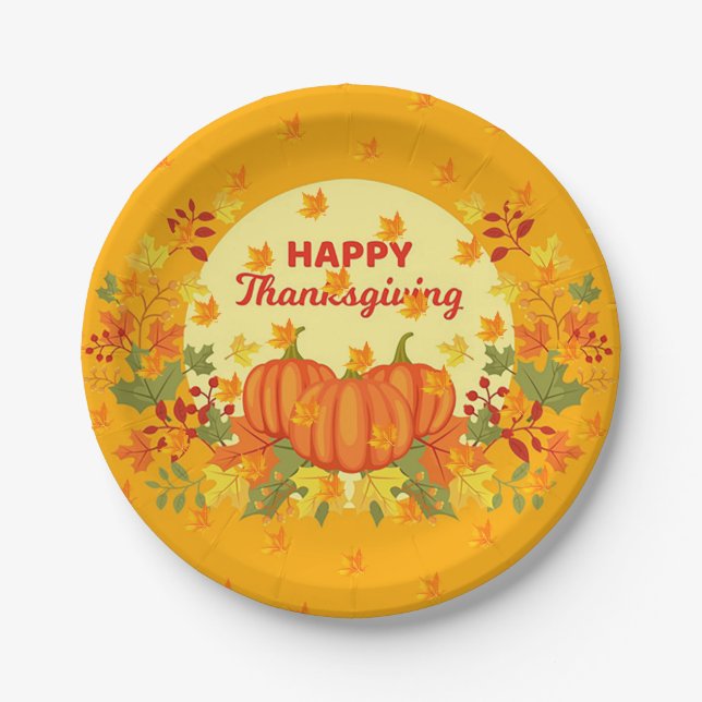 Assiettes En Carton Élégant moderne Thanksgiving populaire (Devant)