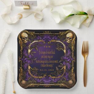 Assiettes En Carton Élégant Monogramme Amour Spell Mariage gothique