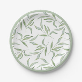 Assiettes En Carton Élégant motif botanique de feuilles à l'aquarelle 