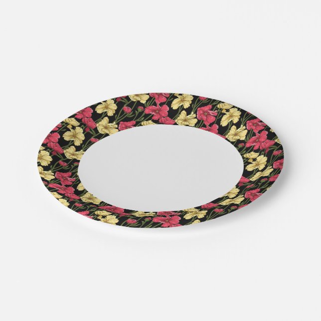 Assiettes En Carton Élégant motif floral 2 (Angle)