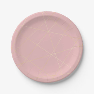 Assiettes En Carton Élégant motif géométrique moderne rose vif