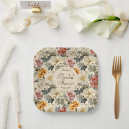 Assiettes En Carton Elégant motif rétro pour douche nuptiale