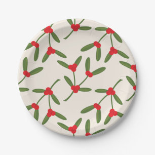 Assiettes En Carton Élégant Noël Berries d'hiver