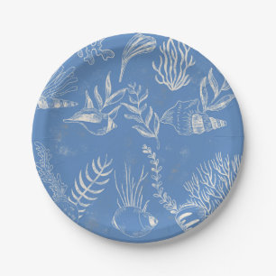 Assiettes En Carton Elégant océane bleu toile